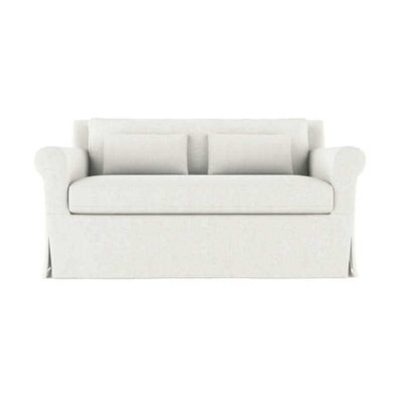 Causeuse à accoudoirs arrondis Ludlow, H 34 po x l 60 po x P 42 po, Velours moelleux blanc, Naturel