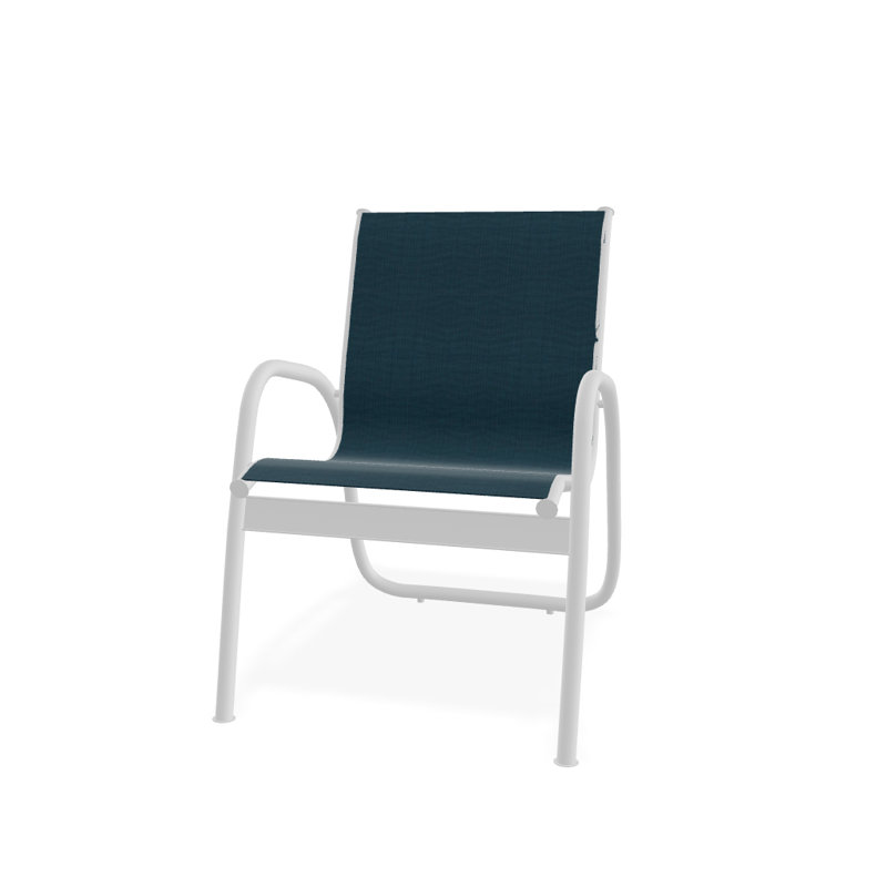 Fauteuil de patio Gardenella, Blanc texturé, Sunbrella® bleu sarcelle