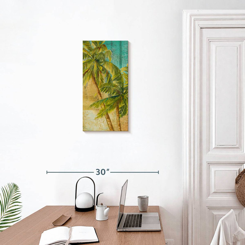 Panneau de palmier de plage I, H 24 po x l 12 po