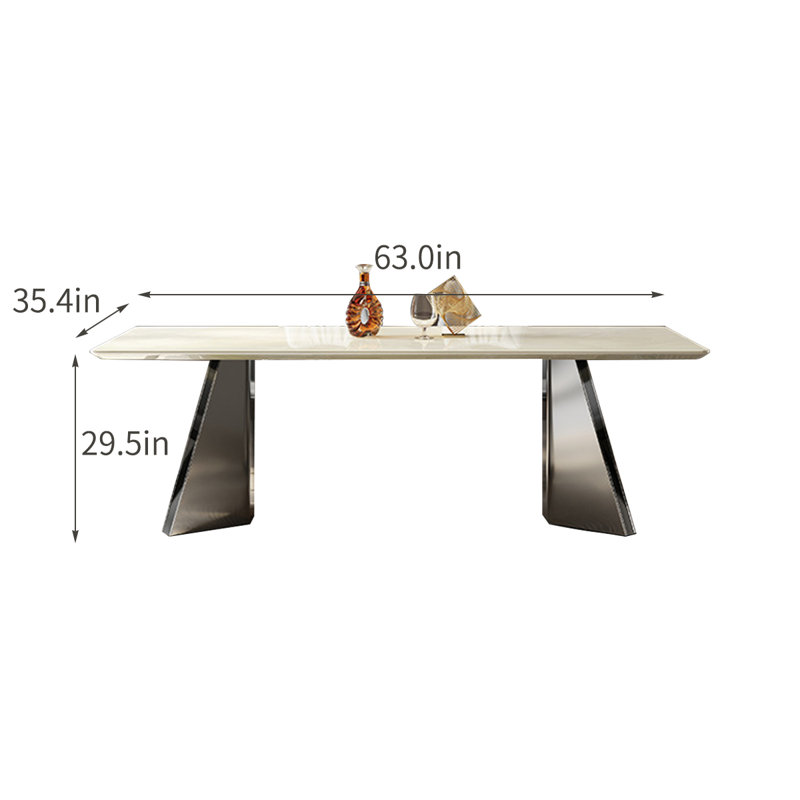 Table de salle à manger moderne simple en faux marbre, H 29,5 po x L 63 po x l 35,4 po