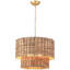 Lustre tambour 5 lumières bohémien à 5 niveaux avec abat-jour en rotin naturel Kaetlin, éclairage de cuisine de ferme avec douille E12 - l 18,9 po x H 76 po-2073234323