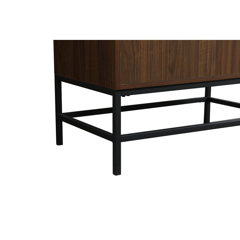 Corley 30'' Single Bathroom Vanity with Engineered Marble Top, Walnut
