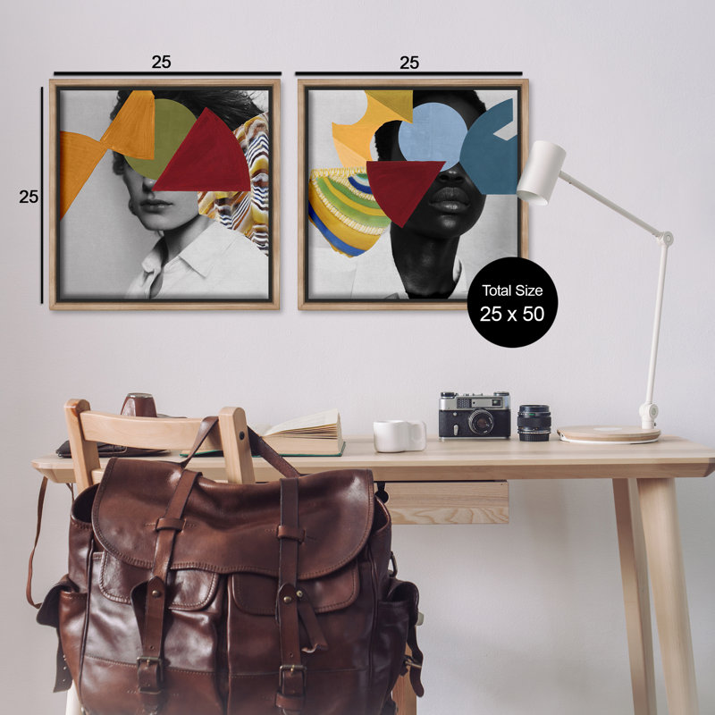 Ensemble de 2 toiles flottantes Obscura Pop Portraits, design par Victoria Barnes, H 25 po x l 25 po