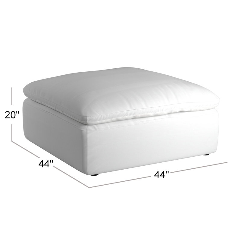 Repose-pieds modulaire carré à recouvrement de 44 po Collection Sunset Trading Contemporary Puff | Tissu performance lavable résistant à l'eau | Résistant aux taches | Grand repose-pieds en duvet rembourré | Bleu océan