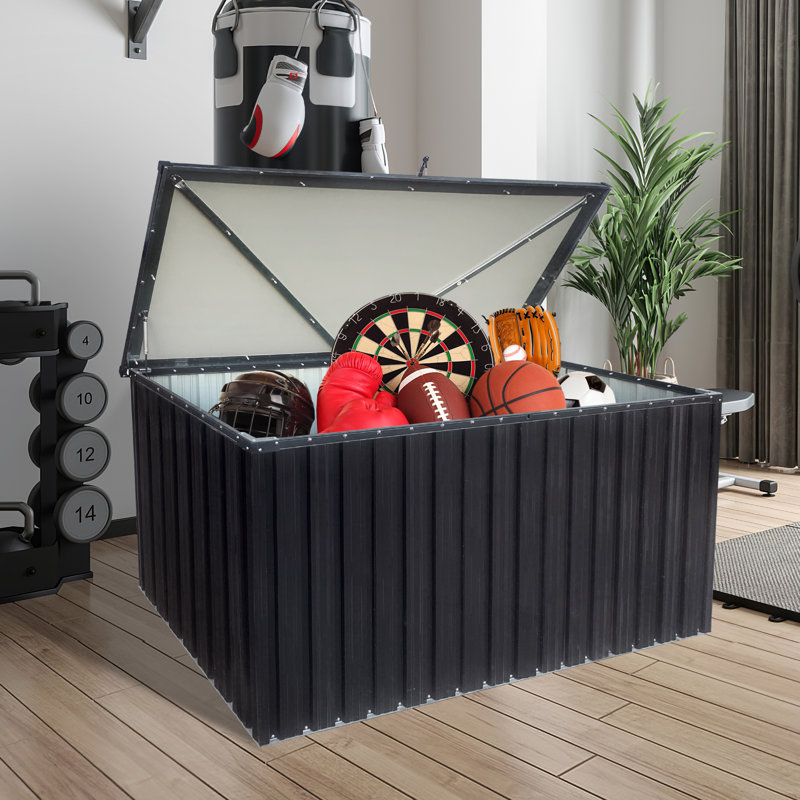 Ikkle 67.9'' W 215 Gallons Water Resistant Metal Lockable Deck Box in Black