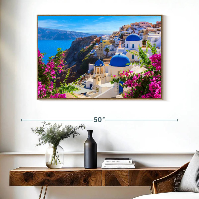Perspectives d'Oia, Cadre flottant en bois naturel, 40 po x 27 po