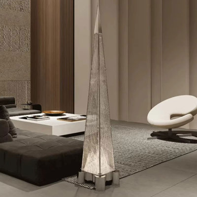 Silver Tempered Glass + Stainless Steel Free form Floor Lamps