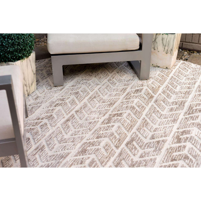 Outdoor Claudia Area Rug Mocha Color, Rectangle 9' x 12'