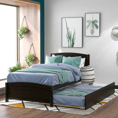 Lit plateforme simple avec lit gigogne en bois massif pour une chambre à coucher élégante