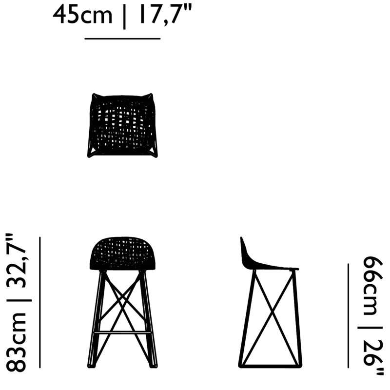 Carbon Outdoor Stool, Low