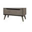Commode ronde moderne de style Mid-Century avec pieds fuselés et quatre tiroirs encastrés, finition grise-47373627
