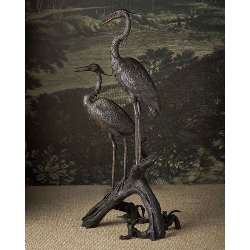 Herons On Branch Bronze