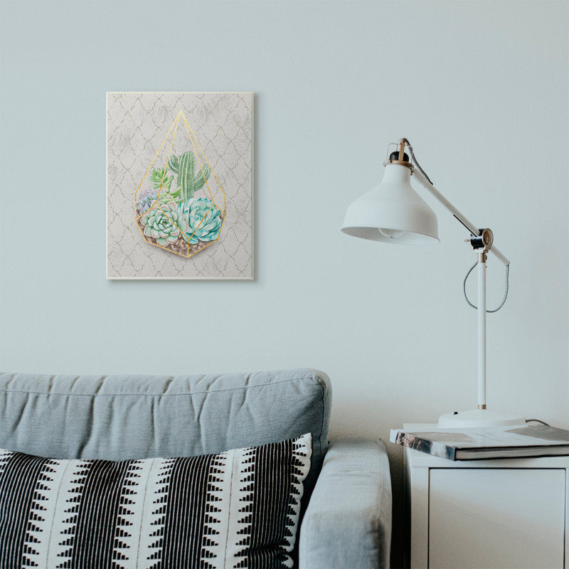 «Succulent Basket Gold Grey», impression, H 19 po x l 13 po, Plaque murale