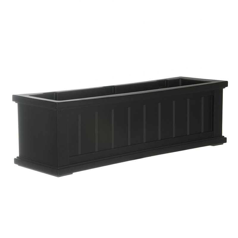 Selevae Resin Window Box Planter with Water Reservoir, 11" H x 36" W x 11" D, Black