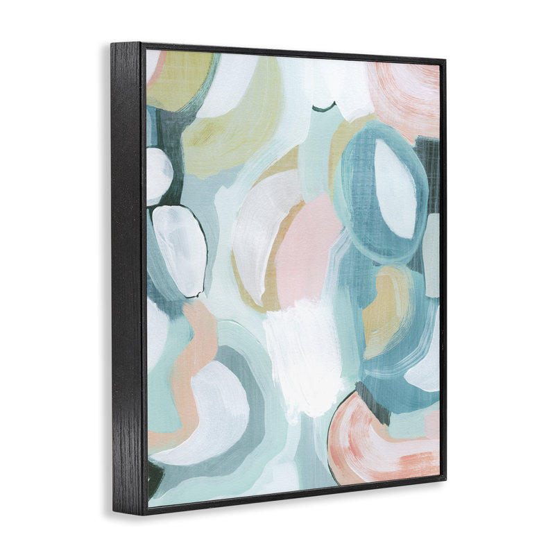  Pastel Round Forms Grey Framed Giclee Art by Grace Popp, H 14 po x l 11 po, Giclée encadrée noir minuit