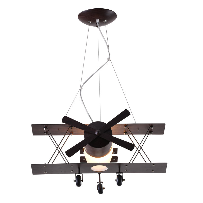 Eclectic 1 Light Brown Airplane Chandelier, Brown