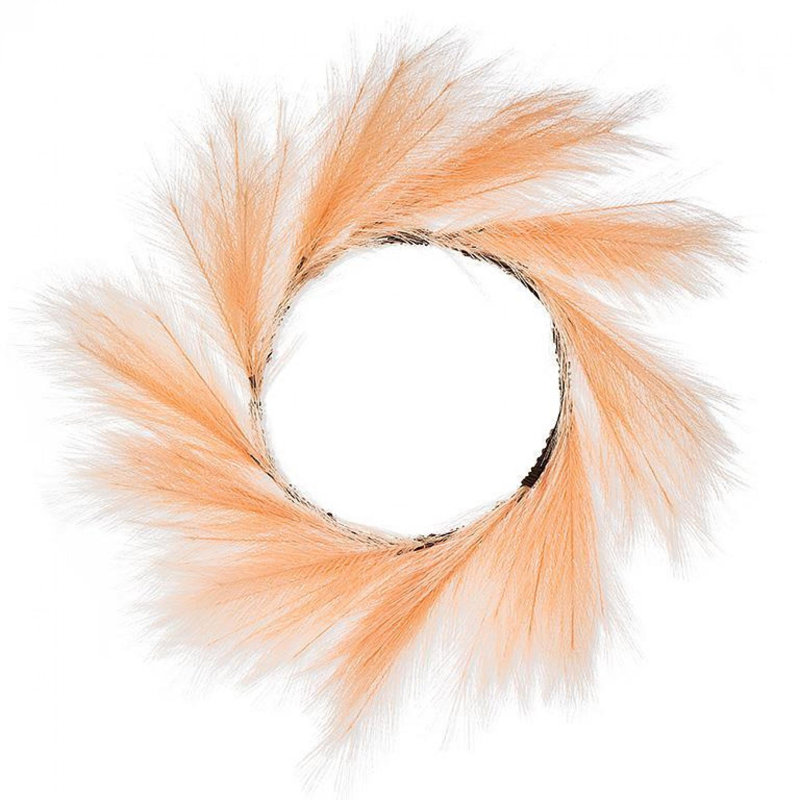 Couronne en polyester 24 po Faux Pampas, Rose, L 25 po x H 25 po x P 2 po