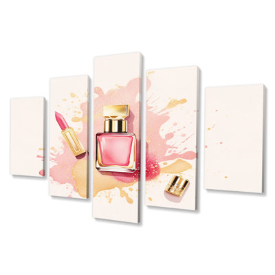 Boho Chic Cosmetics Elegant Make-Up V - Toiletries Canvas Art Print - 5 Panels