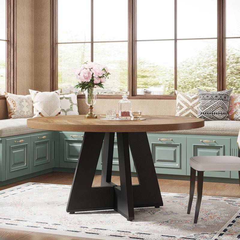 Round Dining Table, Natural/Black