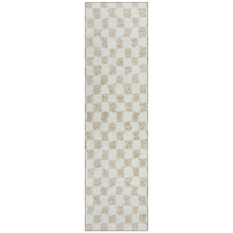 Machine Washable Indoor/Outdoor Xhevrie Beige Rug, Runner 2'3" x 7'6"