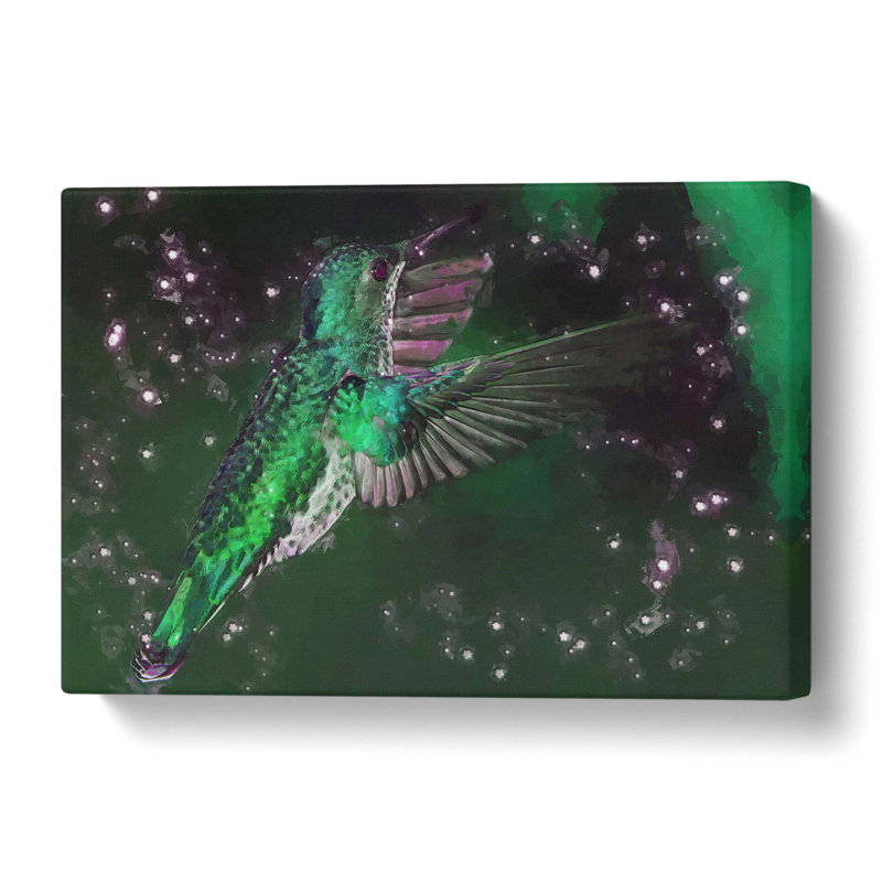 Green-crowned Hummingbird in Abstract - Wrapped Canvas, 61 cm H x 91.4 cm W