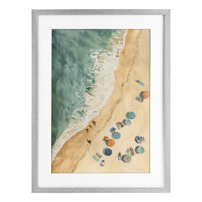 Casual Beach Aerial Perspective Framed Print Under Glass, design by LSR Design Studio