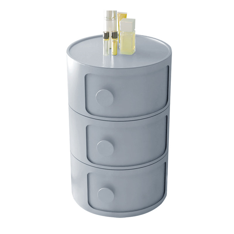 3-layer round cabinet with handles Side Table with Storage
