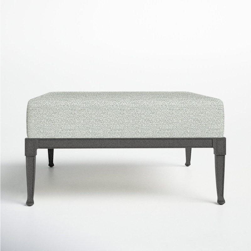 Wiltshire Outdoor Ottoman, Canvas Heather Beige Sunbrella® Canvas, Pewter