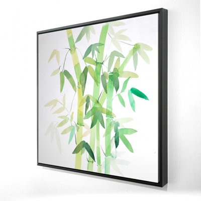 " Watercolor Bamboo With Leaves "