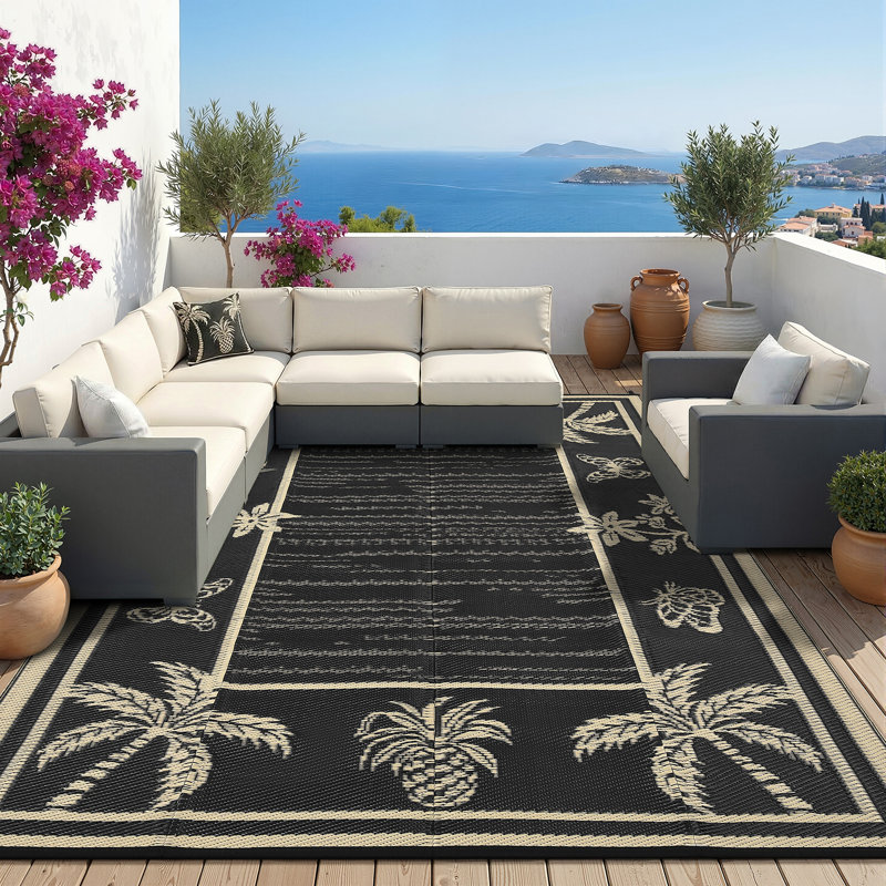 Tapis d'extérieur Botanical Reversible, Brun, Rectangle 9 pi x 12 pi