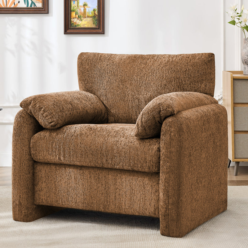 Fauteuil d'appoint rembourré surdimensionné de 38,6 po pour le salon, Brun