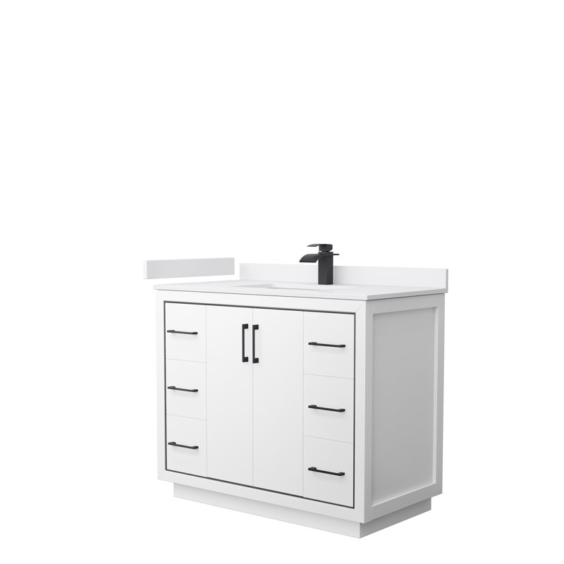 Icon 42'' W Single Vanity, Dark Gray, Brushed Nickel, White