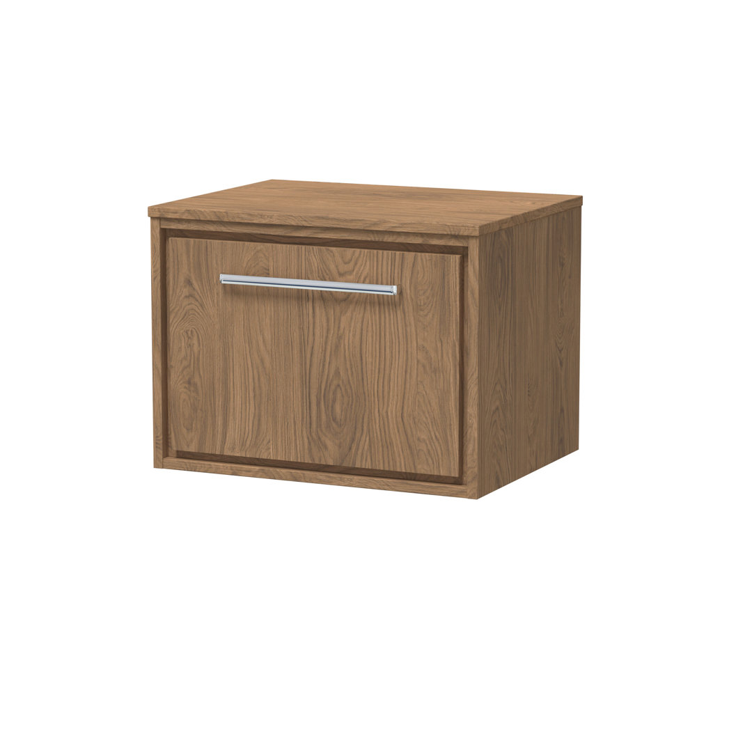 Hudson Reed Lille 600mm Wall Hung Single Drawer Vanity - Antique Oak - Image 2