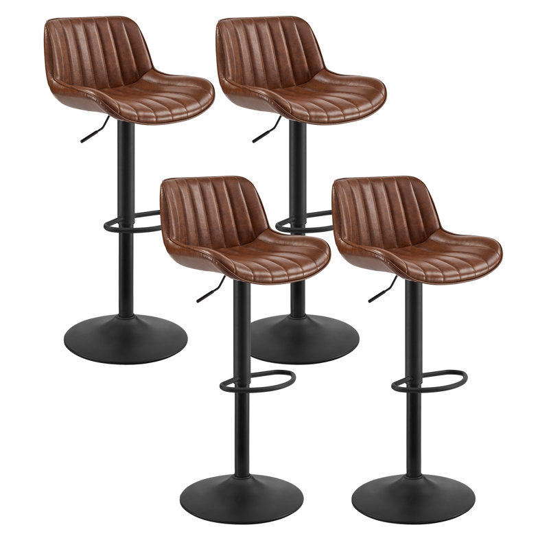 Adjustable Height Swivel Bar Stool, Cognac/Black