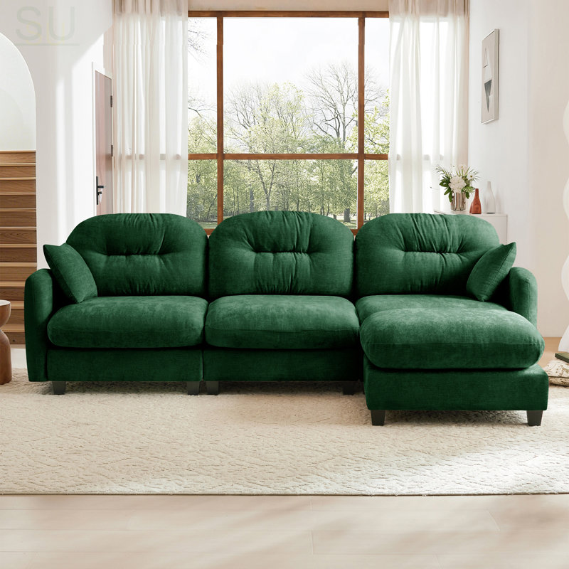 Modular Sectional L Shaped Couch With Ottoman, Premium Chenille Fabric, Tufted Cushion Backrest, Ergonomic Design For Easy Installation And Versatile Use