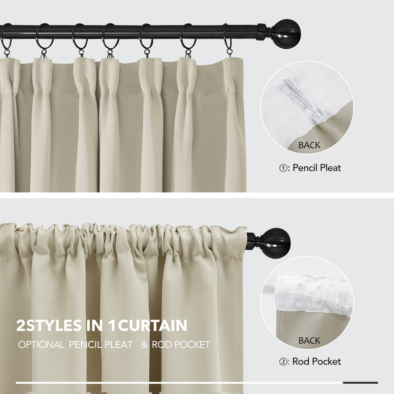 Profete Blackout Curtain Pair, 55cm Width x 180cm Drop