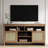 58" Boho TV Stand with Rattan Doors - Modern Media Console with Adjustable Shelves for Living Room