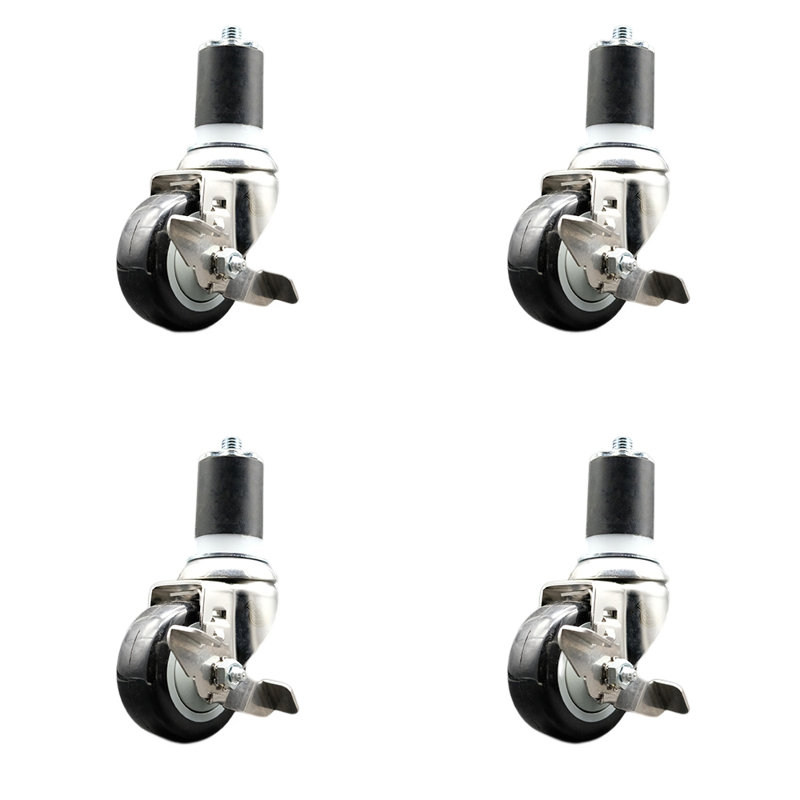 Poly Swivel Expanding Stem Caster Set Brake