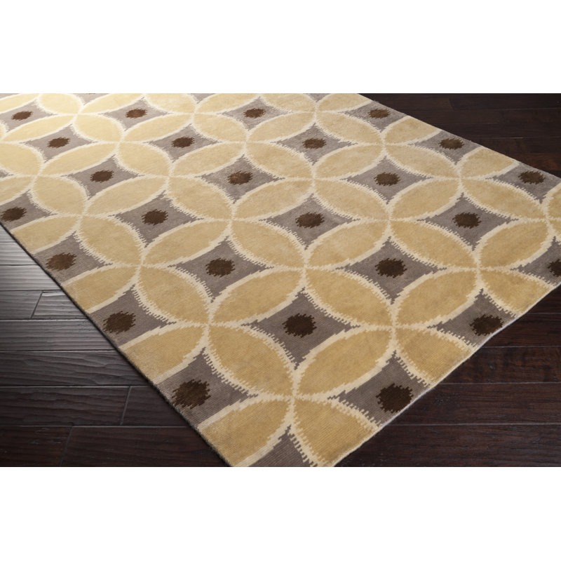 Mugal Wool Geometric Area Rug in Beige/Brown, Rectangle 2' x 3'