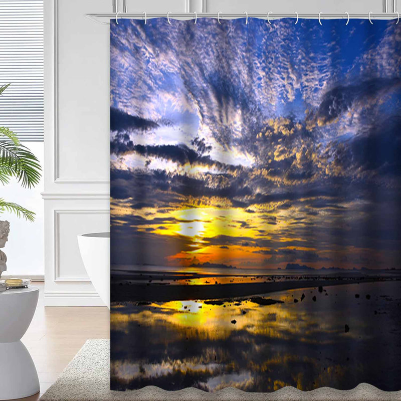 Rideau de douche avec 12 crochets Sunset, L 72 po x l 72 po