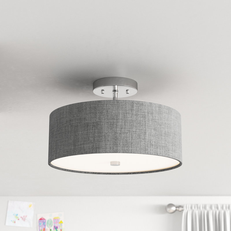 Akyiah Fabric Semi Flush Mount, Gray