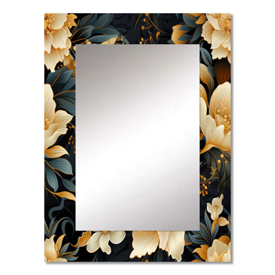 Alurd Timeless Beige Peony  Sophistication - Floral Decorative Mirror, Cottage Large Wall Mirror, Printed Metal Art