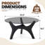 Table basse ronde en verre de 80 cm (31,5 po) avec plateau en verre noir fumé et piètement sculptural aspect bois.