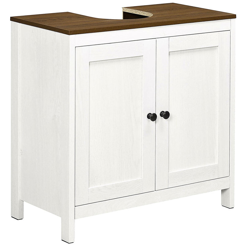 Meuble-lavabo de salle de bain, armoire sous-lavabo sur pied, armoire de rangement autoportante avec tablette réglable, portes doubles