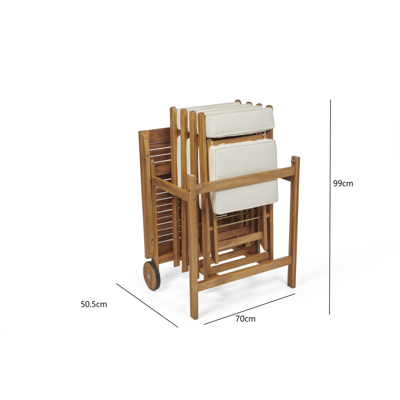 Seaford 4-person Easy Storage Wooden Patio Dining Set