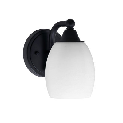 Paramount Wall Sconce Shown In Matte Black Finish With 5" White Linen Glass