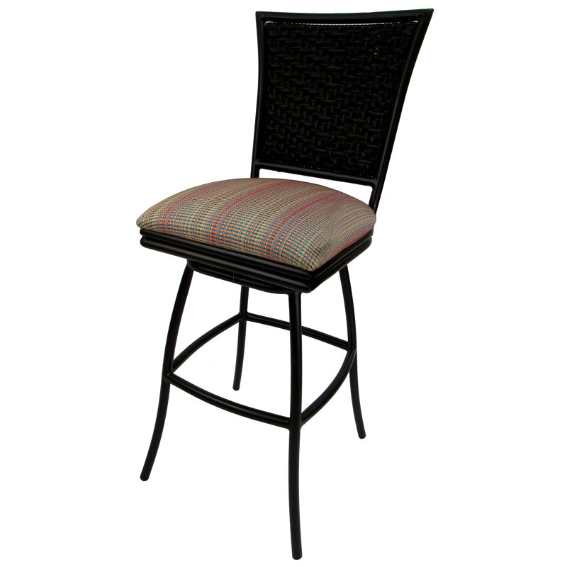 Tabouret 30 "avec coussin, Rayures multicolores, Noir, 26"