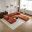 Canapé à compression, canapé-lit convertible au sol, canapé modulaire Diy Boneless, sans assemblage requis, tissu polaire circulaire, surdimensionné à 3 places avec 3 coussins, orange-35091855