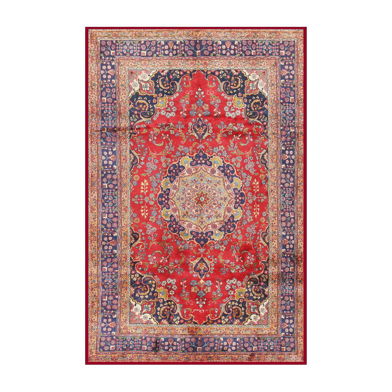 Tapis traditionnel mehroon/noir/crème, Rectangle 4 pi x 6 pi