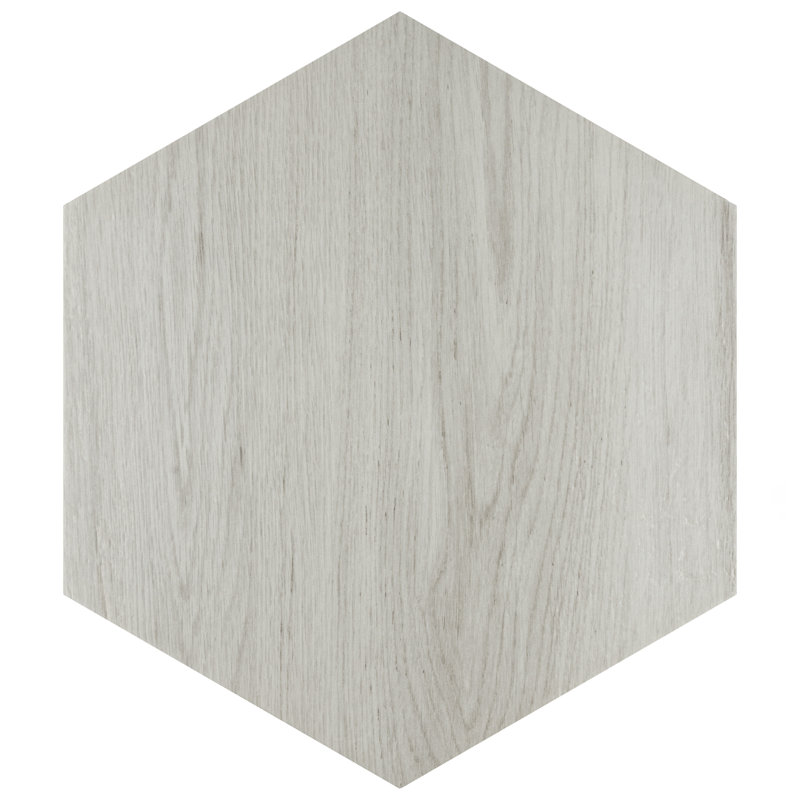 Carreau de mur et plancher aspect bois naturel en porcelaine pressée 14 po x 16,25 po, Blanc